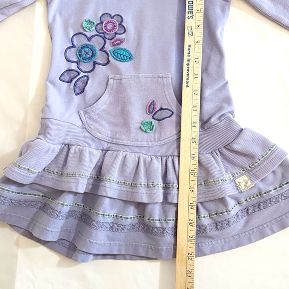 Naartjie GUC Girls 2013 Hooded Purple Sweater Dress with Floral Appliques Size 5 - Picture 11 of 12